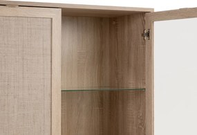 Vysoká skrinka s presklením Bali, dub sonoma/výplet