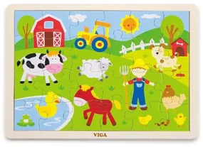 Detské drevené puzzle Farma
