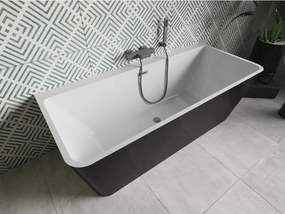 Mexen Volta, voľne stojaca nástenna vaňa 170 x 75 cm, biela-čierna, grafitový prepad, 51131707575-66