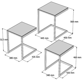 Odkladací stolík Ege Walnut, 3 ks