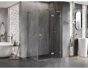 Mexen Lunar, L výklopný sprchový kút pravý 90 x 70 cm, 8mm číre sklo, oceľový profil, 834L-090-070-97-00-P