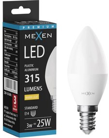 Mexen Nova, LED žiarovka E14, C37, 1W, teplá - 3000K, 105 lm - L102-E14-0130-01