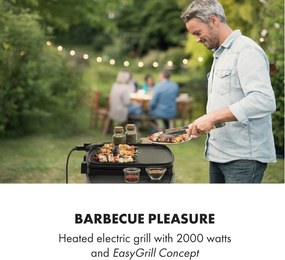 Klarstein Gatsby, elektrický gril, 2000 W, nepriľnavá grilovacia plocha, bočné stolíky, béžový/čierny