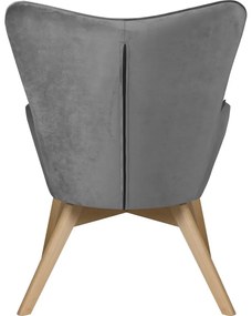 Sivé zamatové kreslo Niko – Ropez