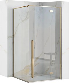 Rea Fargo Gold, sprchový kút s krídlovými dverami 120 (dvere) x 90 (stena) x 195 cm, 6mm číre sklo, zlatý profil, REA-K6614