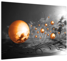 Obraz oranžových abstraktných gulí (70x50 cm)
