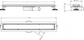 Mexen Flat lineárny nerezový žľab 80 cm, 360° sifón, vzor M33, nerez, 1033080-40