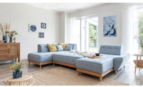 Svetlomodrá rozkladacia pohovka do "U" Miuform Dazzling Daisy, ľavý roh