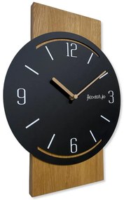 Dubové nástenné hodiny Geometric - čierne