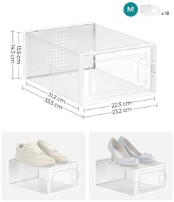 Úložný box Bill, sada 18ks, 23x14x33,5 cm, transparentná