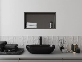 Mexen X-Wall-R, polica na zapustenie s prírubou  60 x 30 cm, grafitová matná - 19E0603010