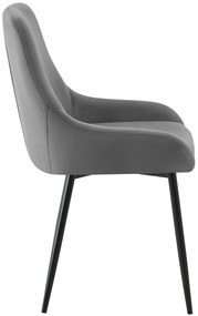 Jedálenská stolička Elmira - zamat, čierny rám - Tmavo sivá
