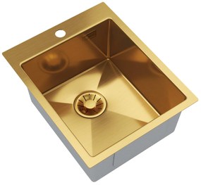 Gamma Gamma, 1-komorový nerezový drez 400x500x210 mm, brúsené zlato, GMA-S4050-GD