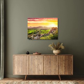 Sklenený obraz Hampi údolí v Indii (70x50 cm)