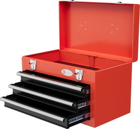 DURHAND prázdna toolbox, 45 x 24 x 27 cm, 3 zásuvky, horný úložný priestor, rukoväť, toolbox s 2 zámkami, oceľ, červená | Aosom