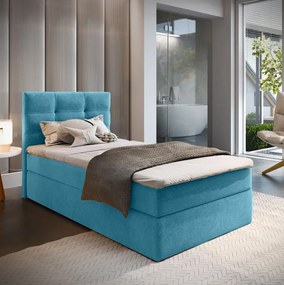 Čalúnená posteľ boxspring GLORIEN VELVET 100x200 cm modrá Matrac: Bonell pružinová matrac