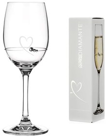 Diamante pohár na biele víno se Swarovski krystaly Petit Heart 240 ml 1KS