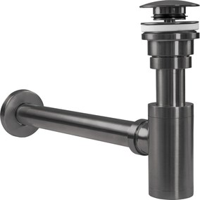 Rea Rea, umývadlový sifón s univerzálnou odtokovou zátkou Click-Clack, grafitová, REA-A1562