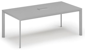 Rokovací stôl PRIMO INVITATION, 240x120 cm, sivá + stolná zásuvka TYP VI, strieborná