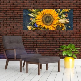 Obraz - Jesenné kvety (120x50 cm)