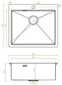 Laveo Marmara, 1-komorový nerezový drez 510x590x200 mm, medená, LAV-SAM_810T