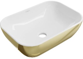 Mexen Rita, umývadlo na dosku 45x32x14 cm, biela-zlatá lesklá, 21084506