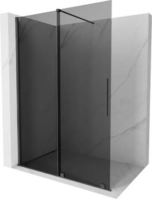 Mexen Velar, sprchová zástena s posuvnými dverami Walk-in 140 x 200 cm, 8mm šedé sklo, grafit brúsený, 871-140-000-43-66