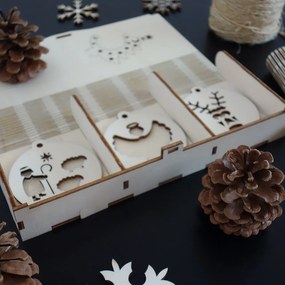 SENTOP | Vianočné ozdoby z dreva a plastu, Vianočné dekorácie drevené , drevené doplnky PR0100-Christmas set + analógové