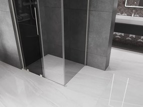 Mexen Velar L, sprchový kút s posuvnými dverami 110 x 120 cm, 8mm šedé sklo, brúsená oceľ, 871-110-120-43-97