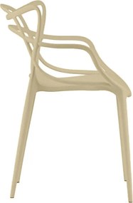 Sada 4 ks plastových stoličiek KATO, béžová