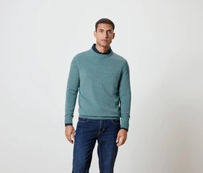 Pulóver z vlny merino, svetlomodrý s melírom