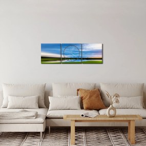 Obraz lúky (s hodinami) (90x30 cm)