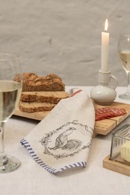 Béžová bavlnená utierka s kohútom Devine French Roster - 50*70 cm