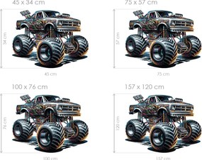 Monster truck 01 textilní prelepiteľná nálepka na stenu hárok 45 x 34 cm