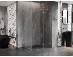 Mexen Lunar T, výklopný sprchový kút pravý 130 x 80 cm, 8mm číre sklo, zlatý profil, 834T-130-080-50-00-P