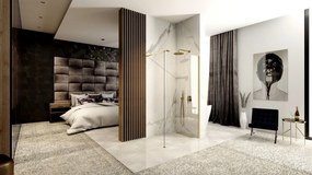 Rea Aero Gold Brush, sprchová zástena Walk-In 110x195 cm, 8mm číre sklo, zlatý matný profil, REA-K9840