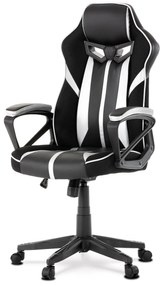 Autronic - Herné kreslo, poťah čierná, strieborná ekokoža a čierna látka MESH, HM - KA-Y341 SIL