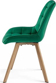 Jedálenská stolička SORIA 360 zamatová, zelená / hnedé nohy