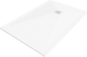 Mexen Stone+, obdĺžniková vanička z minerálneho kompozitu 100 x 70 cm, biela, biela krytka, 44107010-W