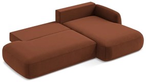 Terakotová rozkladacia rohová pohovka (pravý roh/s leňoškou) Hale – Makamii