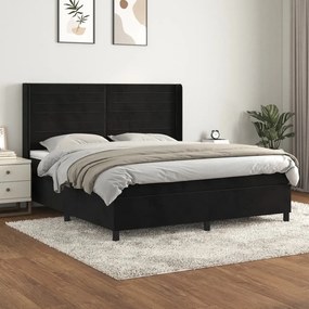 Posteľný rám boxspring s matracom čierny 160x200 cm zamat 3132749