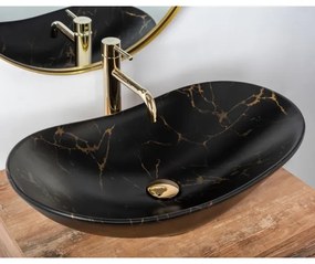 REA-U7478 - Umývadlo na dosku ROYAL 36x62 cm keramika/čierna/mramorový dekor