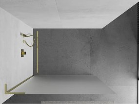 Mexen Kioto L, sprchová zástena Walk-In 80 x 200 cm, 8mm sklo námraza, zlatý matný profil, 800-080-103-55-30