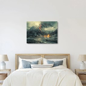 Sklenený obraz - Erupcia sopky (70x50 cm)