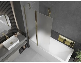 Mexen Flip, vaňová zástena 1-krídlová 100 x 150 cm, otočné krídlo, 6 mm námraza sklo, zlatý profil, 894-100-101-50-30