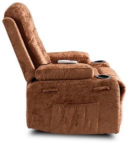 Masážne polohovateľné kreslo ARIEN hnedý zamat - vintino.sk