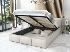 GM Čalúnená manželská posteľ s úložným priestorom Izabela - krémová Rozmer: 160x200