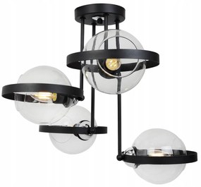 Stropné svietidlo Haga Ring, 4x transparentné sklenené tienidlo (výber z 3 farieb uchytenia)