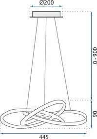Toolight - Moderné LED kruhové závesné stropné svietidlo + diaľkové ovládanie APP390-CP, zlatá, OSW-06906