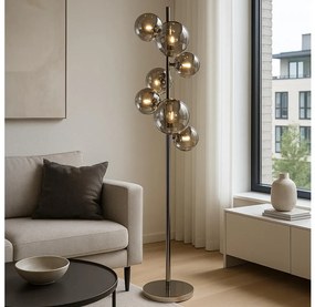 Brilagi - LED Stojacia lampa MILLA 7xG9/3W/230V čierny chróm/dymové sklo